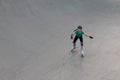 Smiling girl roller skates on sport playground Royalty Free Stock Photo