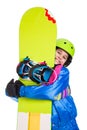 Smiling girl with snowboard Royalty Free Stock Photo