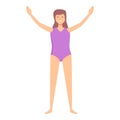 Smiling girl at swim camp icon cartoon vector. Water fun