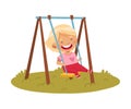 Smiling Girl Swinging at Playground Enjoying Hot Summer Season Vector Illustration Royalty Free Stock Photo