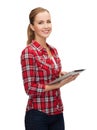 Smiling girl with tablet pc computer Royalty Free Stock Photo