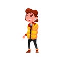 smiling girl teen in autumn season clothes speaking on cellphone cartoon vector