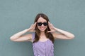 Smiling girl in trendy dress Royalty Free Stock Photo