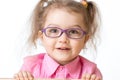 Smiling girl wearing glasses closeup portrait