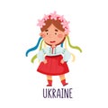 Smiling Girl Wearing National Costume of Ukraine Vector Illustration Royalty Free Stock Photo