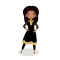 Smiling girl in Salwar Kameez. Cartoon character. Royalty Free Stock Photo