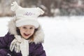 Smiling girl in winter clothes. Winter Activity outdoors.