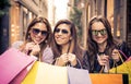 Smiling girls with shopping bags Royalty Free Stock Photo