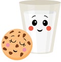 Smiling Glass of Milk and Sleepy Chocolate Chip Cookie.cdr Royalty Free Stock Photo