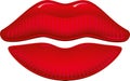 Smiling glossy lips. Geometric shape of a woman lips