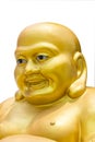 Smiling Golden Buddha Statue in thailand isolated on a white background Royalty Free Stock Photo