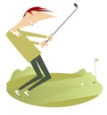 Smiling golfer on the golf course illustration isolated