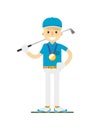 Smiling golfer winning gold medal Royalty Free Stock Photo