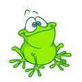 Smiling good green frog cartoon illustration