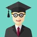 Smiling graduate student flat icon Royalty Free Stock Photo