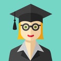 Smiling graduate student flat icon Royalty Free Stock Photo