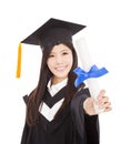 Smiling Graduate woman Holding Degree