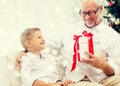 Smiling grandfather and grandson at home Royalty Free Stock Photo