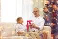 Smiling grandfather and grandson at home Royalty Free Stock Photo