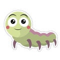 Smiling green caterpillar bug. Vector Royalty Free Stock Photo