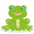 Cheerful green frog, smile face, vector illustration on white background Royalty Free Stock Photo
