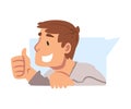 Smiling Guy Doing Like Hand Gesture, Male Person Giving Thumb Up Showing his Approval Cartoon Vector Illustration