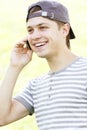 Smiling guy with phone Royalty Free Stock Photo