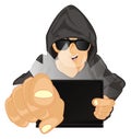 Hacker with gesture