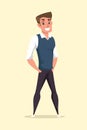 Smiling handsome guy flat vector illustration