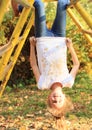 Smiling hanging girl Royalty Free Stock Photo