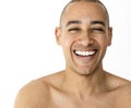 Smiling happiness man bare chest studio portrait Royalty Free Stock Photo