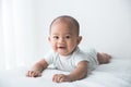 smiling happy baby tummy time Royalty Free Stock Photo