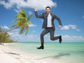 Smiling happy businessman jumping Royalty Free Stock Photo