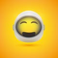 Smiling Happy Cheerful Spaceman Emoji in Space Suit with Helmet On