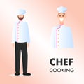 Smiling Happy Chef Cooking Two Character Pose Set