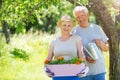 Senior couple gardening