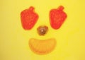 Fruit face smiling strawberries orange slice