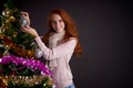 Smiling happy girl on black background Royalty Free Stock Photo