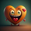 Smiling happy heart , love symbol or Valentine icon representing feelings of friendship or romantic passion,3D illustrati