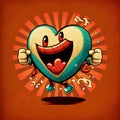 Smiling happy heart , love symbol or Valentine icon representing feelings of friendship or romantic passion,3D illustrati