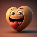 Smiling happy heart , love symbol or Valentine icon representing feelings of friendship or romantic passion,3D illustrati