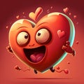 Smiling happy heart , love symbol or Valentine icon representing feelings of friendship or romantic passion,3D illustrati