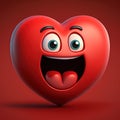 Smiling happy heart , love symbol or Valentine icon representing feelings of friendship or romantic passion,3D illustrati