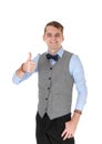 Smiling happy man showing his thump up Royalty Free Stock Photo