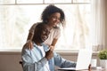 Happy African american family couple reading good news in mail. Royalty Free Stock Photo