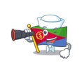 Smiling happy Sailor with binocular flag eritrea cartoon design