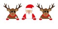 Smiling happy santa claus and cool reindeer with sunglasses christmas cartoon Royalty Free Stock Photo