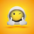 Smiling Happy Satisfied Spaceman Emoji in Space Suit with Helmet On Showing Double Thumbs Up