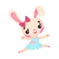 Smiling Hare in Ballerina Dress and Bow on Head Dancing Vector Illustration