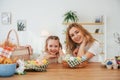 Smiling and having fun. Happy mother and daugher celebrating Easter holidays together Royalty Free Stock Photo